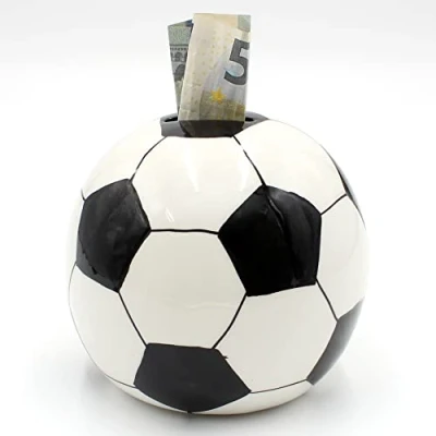 Imagen de Dekohelden24 Hucha con diseño de balón fútbol en Blanco y Negro, Aprox. 10 x cm, 200141 I
