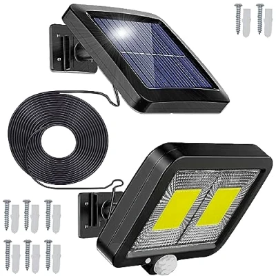 Imagen de Retoo Lámparas solares para exteriores con detector de movimiento, 108 ledes, modelo mejorado, lámpara solar jardín, luces exteriores, terraza, porche, garaje, puerta casa