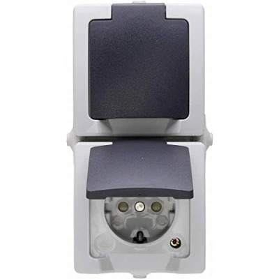 Imagen de Kopp 136956008 Juego de 2 enchufes con tapa (vertical), Gris
