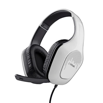 Imagen de Trust Gaming GXT 415PS Zirox Ligeros Cascos para Playstation 5 con Drivers de 50 mm, Conexión 3.5 Micrófono Plegable, Auriculares Cable 1,2 m, PS5 Over Ear Blanco