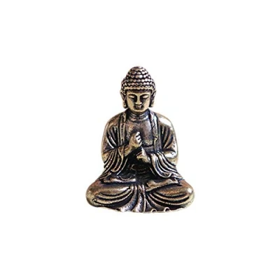 Imagen de Crafts Mini exquisita estatua de Buda Sakyamuni latón valiosa escultura meditando estilo antiguo decoración del hogar
