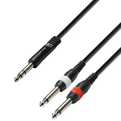 Imagen de Adam Hall Cables 3 STAR YVPP 0300 Cable de Audio Jack 6,3 mm estéreo a 2 Jacks mono m