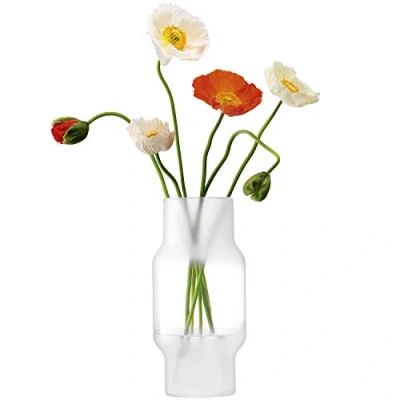 Imagen de LSA International Mist Part Jarrón Blanco escarchado de 11.75 Pulgadas, Lujoso y Moderno Elegante Soporte Decorativo para Flores
