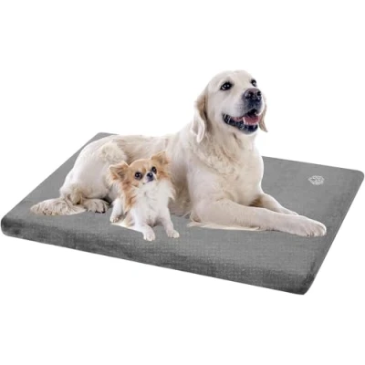 Imagen de EMPSIGN Cama para Perros Grande, Colchón Perro Lavable y Desenfundable, Cojín Impermeable de Doble Cara (frío Calor), Almohadilla Espuma Alta Densidad, Gris, XXL, 119x74x7.6cm