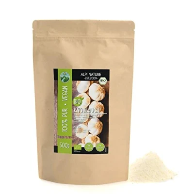 Imagen de ajo orgánico molido (500g), en polvo, de cultivo certificado, polvo probado laboratorio, 100% puro y natural