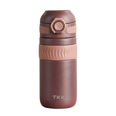 Imagen de TITIROBA TKK Taza térmica de 450 ml, acero inoxidable, con aislamiento doble pared, a prueba fugas, para café y té