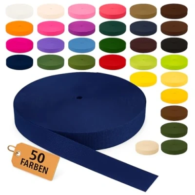 Imagen de KBBB Correa de polipropileno, 2 o 5 m largo, 50 colores, anchura: 10 mm, 15 20 25 30 40 mm