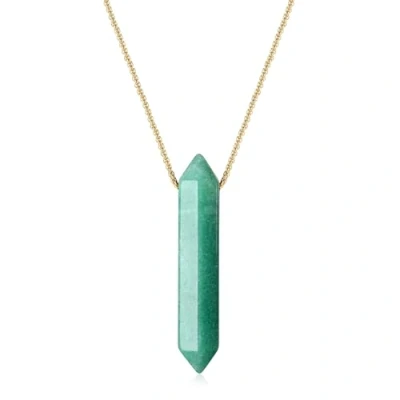 Imagen de COAI Collar con Colgante Barra Hexagonal de Aventurina Verde Piedra Natural para Hombre y Mujer