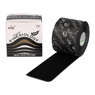 Imagen de Nasara cinta kinesiológica original para el deporte y la medicina, tamaño del rollo 5cm x 5m, negro
