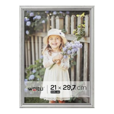 Imagen de WOLTU Marcos de Fotos Madera Maciza 21,9x30 cm, A4 Foto para Pared o Mesa, Marco Póster en Vertical y Horizontal Decoracion, Plata