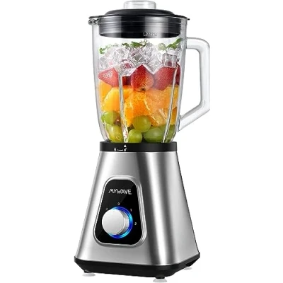 Imagen de My Wave Batidora de Vaso Potencia 1300W Capacidad 1,5L y 2 Velocidades + Pulse para Líquidos Sólidos Cuchillas Acero Inoxidable Extraíble Apta Lavavajillas