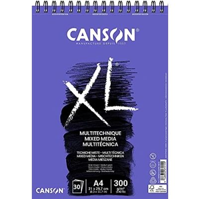 Imagen de Bloc Dibujo Acuarela Canson Xl Mix Media Grano Medio Din A4 Microperforado Espiral 21x29,7 Cm 30 Hojas 300 Gr