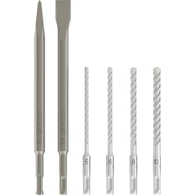 Imagen de Bosch Professional Set 6 Unidades de Brocas y cinceles SDS Plus Ligero (para hormigón mampostería, Accesorios para Martillo perforador) Amazon Edition