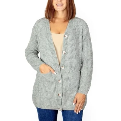 Imagen de Cardigan con Cierre de Botones y Cuello Redondo para Mujer, Chaqueta Manga Larga, Rebeca Invierno, Otoño. Talla XL
