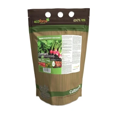 Imagen de CULTIVERS Abono Guano Ecológico 5 kg. Fertilizante Universal de Origen 100% Orgánico y Natural para Huerto Jardín. Alta concentración NPK.
