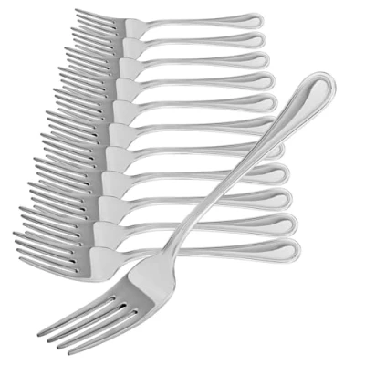 Imagen de COM FOUR® 12x Tenedores para Pastel de Acero Inoxidable 430 Cubiertos Elegantes con un diseño Simple Postre pequeños Aperitivo 13,7 cm (13,7 12 piezas)