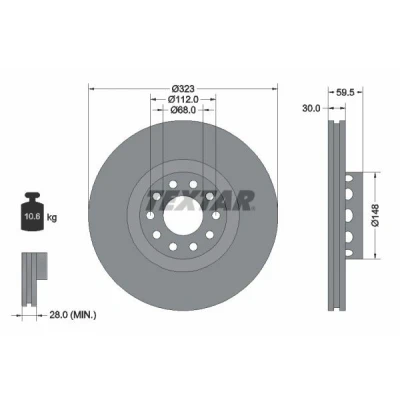 Imagen de TEXTAR PRO+ 92098305 Disco de freno AUDI: A8 D3, D2, A6 C4 Berlina, VOLKSWAGEN: Phaeton