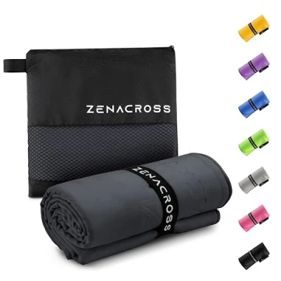 Imagen de ZENACROSS Toalla Gimnasio 100x200cm con Bolsa de Transporte Microfibra Secado Rápido y Versátil Toallas Talla XXL Azul Oscuro