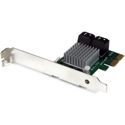 Imagen de StarTech.com Tarjeta Controladora PCI Express 2.0 de 4 Puertos SATA III 6Gbps RAID con Enlace HyperDuo para SSD Adaptador PCIe a SATA3 (PEXSAT34RH)