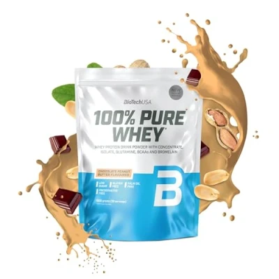 Imagen de BioTechUSA 100% Pure Whey Proteína en Polvo con BCAA y Glutamina Sin Gluten, Aceite de Palma, 1 kg, Mantequilla avellanas chocolate
