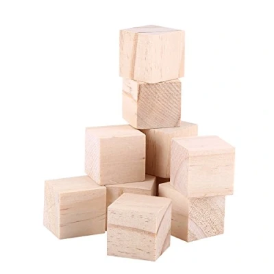 Imagen de FTVOGUE 10 cubos de madera maciza natural 25 mm, bloques cuadrados para hacer rompecabezas, carpintería, manualidades, proyectos bricolaje