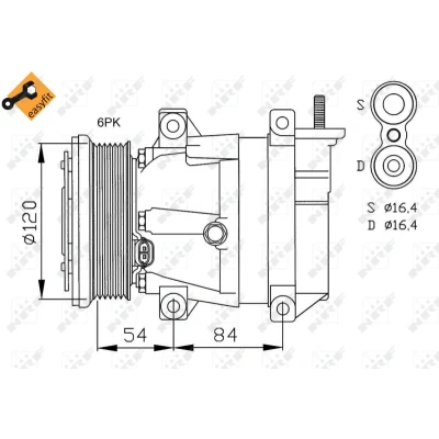 Imagen de NRF EASY FIT 32484 compresor de Aire Acondicionado V5 12 PAG 150 con aceite PAG, junta anular CHEVROLET: Lacetti Hatchback