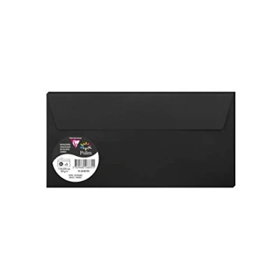 Imagen de Clairefontaine 26835C Un sachet de 5 enveloppes Pollen auto adhésives 11x22 cm 120g, Noir