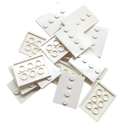 Imagen de LEGO Piezas: azulejos modificados 3x4 con 4 clavos en el centro Serie de coleccionista básica presentación figuras (paquete 16) (blanco)