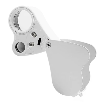 Imagen de iLamvie Lupa de joyería Plegable Metal 30 X 60X,con luz LED,Lupa para Diamantes joyeros Monedas Sellos, reconocimiento Moneda, identificación Joyas