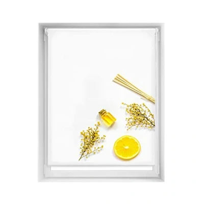 Imagen de Blindecor Easy estores opacos sin taladrar estampados Estor blackout estampado digital, Citron, 120 x 150 cm (Ancho por alto). Tamaño de la tela 117 145 cm. Persianas enrollables térmicas