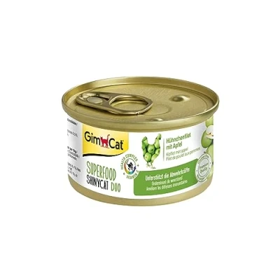 Imagen de GimCat Superfood ShinyCat Duo pollo con manzana Comida para gatos jugoso filete y sin azúcar añadido, adultos 24 latas (24 x 70 g)