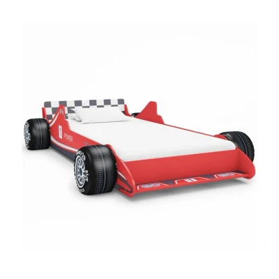 Imagen de vidaXL Cama con Forma de Coche Carreras para Niños Mobiliario Infantil Pequeños Diseño Atractivo Funcional Cómoda Confortable 90x200cm Roja