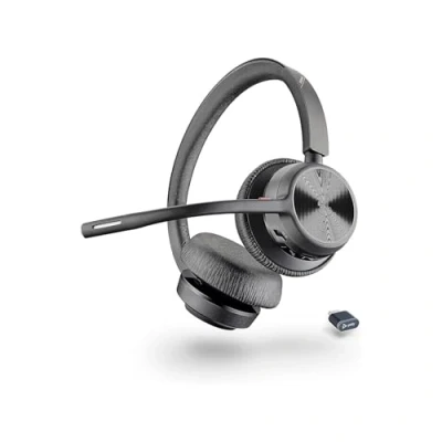 Imagen de Auriculares inalámbricos Poly Voyager 4320 UC Audífonos estéreo con micrófono de brazo cancelación ruido Conexión Bluetooth a PC/teléfono móvil Funciona: Teams (certificado), Zoom y más