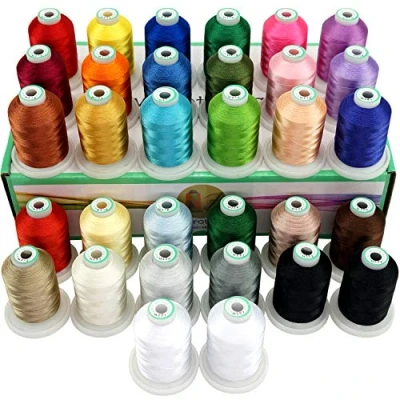 Imagen de New brothread 32 carretes Poliéster Bordado Máquina Hilo 1000M cada carrete NuevosColores similares a Janome y RA Colores Surtido 1
