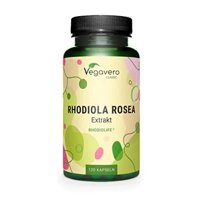 Imagen de Rhodiola Rosea RHODIOLIFE® 1200 mg Con 3% Rosavines + 1% Salidroside Concentración Sin Aditivos &amp; Vegano 120 Cápsulas Vegavero®