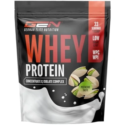 Imagen de Proteína whey en polvo 1000 g (Pistacho) con contenido de aislado hasta 22 por porción soluble instantánea BCAA y EAA