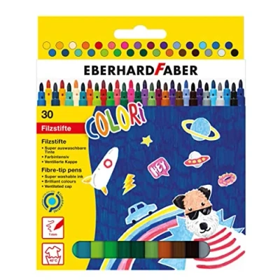 Imagen de Eberhard Faber 551130 Juego de rotuladores Colori, 30 lápices colores con punta fina, lavables