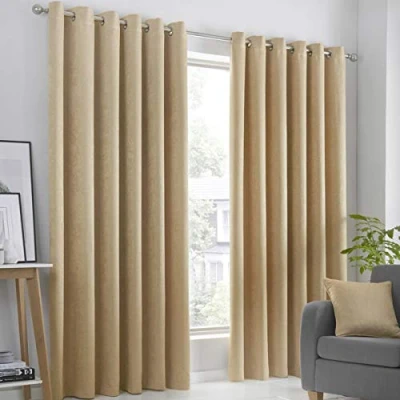 Imagen de Fusion Strata, Par de Cortinas con Ojales, 100% poliéster, Ancho 168 cm (66 Pulgadas) x Profundidad 228 (90 Pulgadas), Ocre