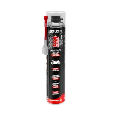 Imagen de ERRECOM 1000 Miglia BKR 3203 Lubricante Cadena Moto Racing Alto Rendimiento, Resiste Altas Velocidades y Largas Distancias, Chorro Sin Salpicaduras,Huggie System+Extensión de 90,Bote Aerosol 750ml