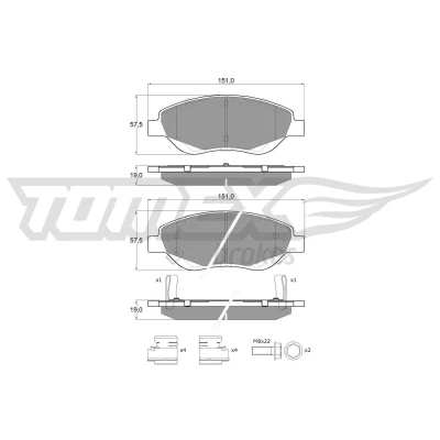 Imagen de TOMEX brakes TX 12 501 Juego de pastillas freno Eje delantero con avisador acústico desgaste tornillos pinza FIAT: Tipo Familiar