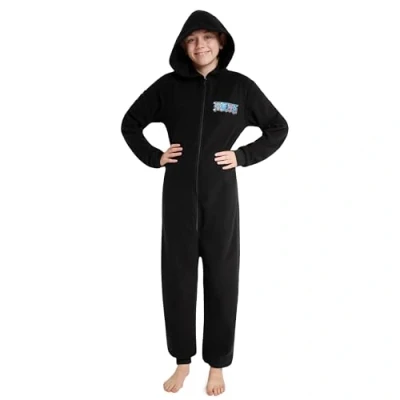 Imagen de One Piece Pijama Entero Niño Mono Niño, Onesie Cierre Cremallera Completo, Edad 7 14 Años, Regalo Navidad (Negro, 8 años)