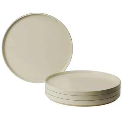 Imagen de MIAMIO 26 cm, Juego de platos para 4/Juegos Vajilla 4 Personas, Gres Mate Beige, Lavavajillas y Apto Microondas Colección Sierra