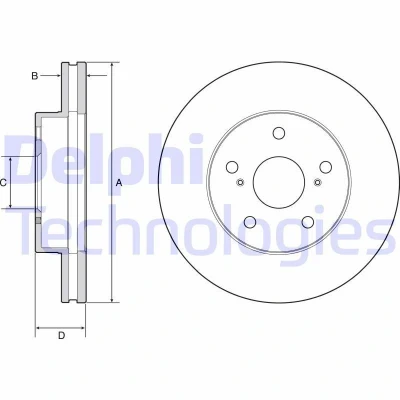 Imagen de DELPHI BG4926C Disco de freno 281 28 5 ventilado revestido sin procesar cojinete rueda, anillo sensor ABS TOYOTA: HILUX 3 Pick up