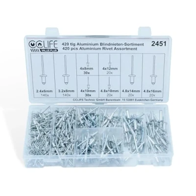 Imagen de CCLIFE 420 pcs remaches aluminio pop Surtido de ciegos 2,4 3,2 4 4,8