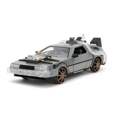 Imagen de Jada Coche Delorean Regreso al Futuro III Maqueta a Escala 1:24 (20cm), Metálico, Ruedas de Ferrocarril, Luces, Oficial y Auténtico, para Adultos niños Partir 8 años (253255073)