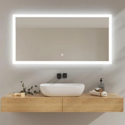 Imagen de EMKE Espejo de baño led 120x60 cm, con Luz Blanca fría, Mural Interruptor táctil, IP44, Ahorro energía Baño,