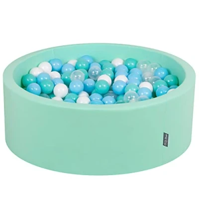 Imagen de KiddyMoon 90X30cm/200 Bolas ∅ 7Cm Piscina De Para Ninos Hecha En La UE, Menta:Turquesa Clr,Blanco,Transparente,Azul Clr