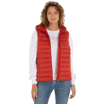 Imagen de Tommy Hilfiger Mujer Chaleco Padded Global Stripe Acolchado, Rojo (Terra Red), 3XL
