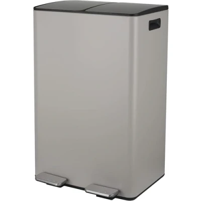 Imagen de Spirella CUBO BASURA DE 60L PARA RECICLAJE CON PEDAL RETRACTIL MODELO ALIYA EN COLOR TOPO MATE 2 X 30L. CAIDA AMORTIGUADA Y CUBOS INTERIORES 30L