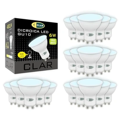 Imagen de CLAR GU10 LED, Bombilla LED GU10, Ojos de Buey Bombillas 6W, Ojo Luz Fria (Pack 20)